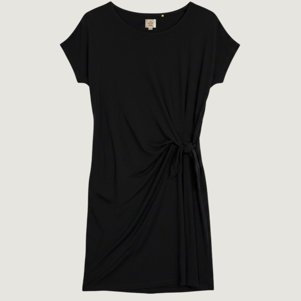 Tasc Performance Navy Blue Organic Cotton Bamboo Side Tie T-Shirt Dress Medium